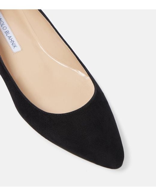 Manolo Blahnik Black Bb Suede Ballet Flats