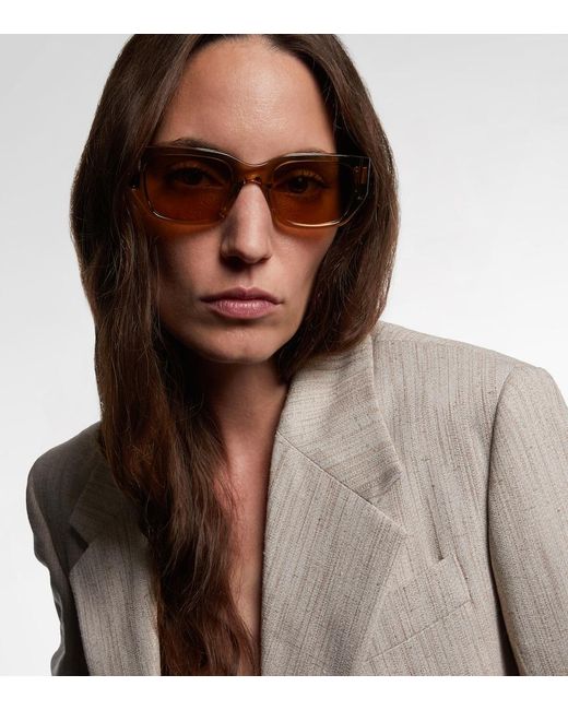Bottega Veneta Natural Intrecciato Rectangular Sunglasses