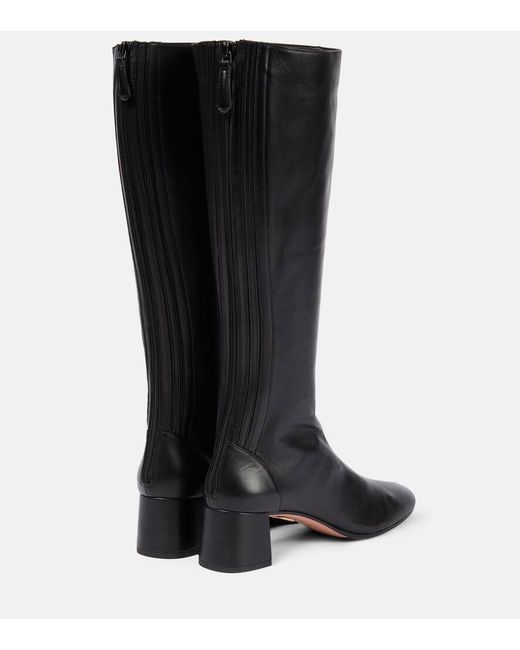 Aquazzura Black Saint Honore' 50 Leather Knee-high Boots