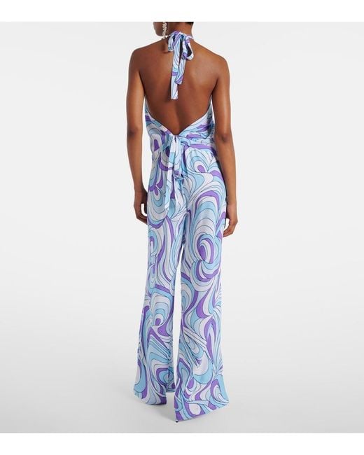 Melissa Odabash Blue Raya Printed Halterneck Top