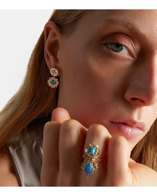 Suzanne Kalan White 18Kt Drop Earrings With Gemstones