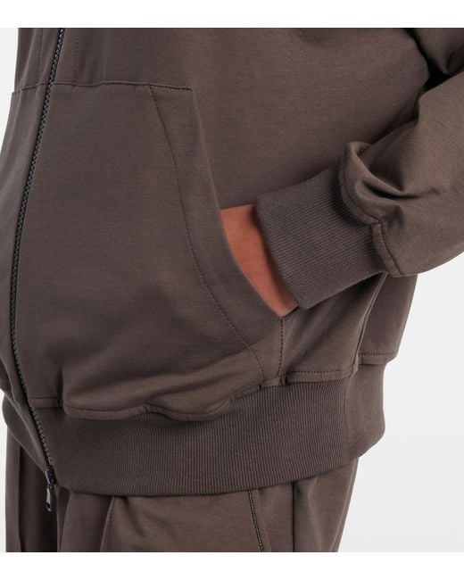 Brunello Cucinelli Brown Monili Cotton Zip-Up Hoodie
