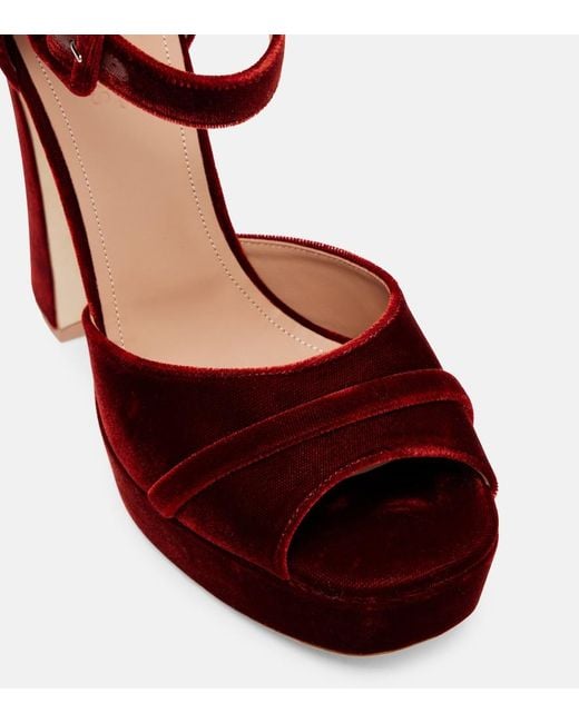 Malone Souliers Red Yuri 125 Velvet Platform Sandals