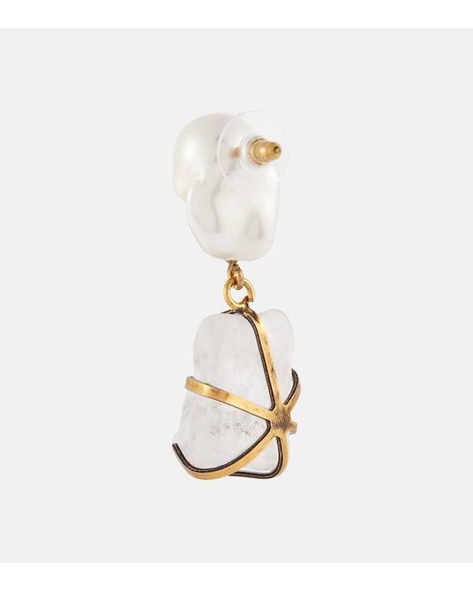 Erdem White Faux Pearl Drop Earrings