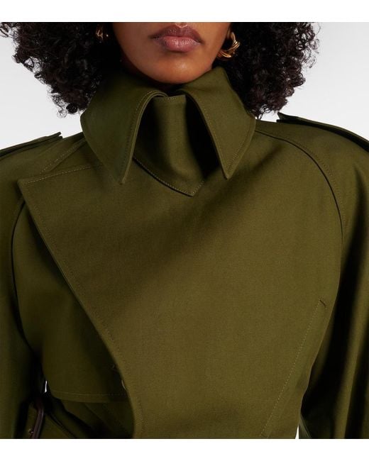 Wardrobe NYC Green Cropped Cotton Twill Trench Coat
