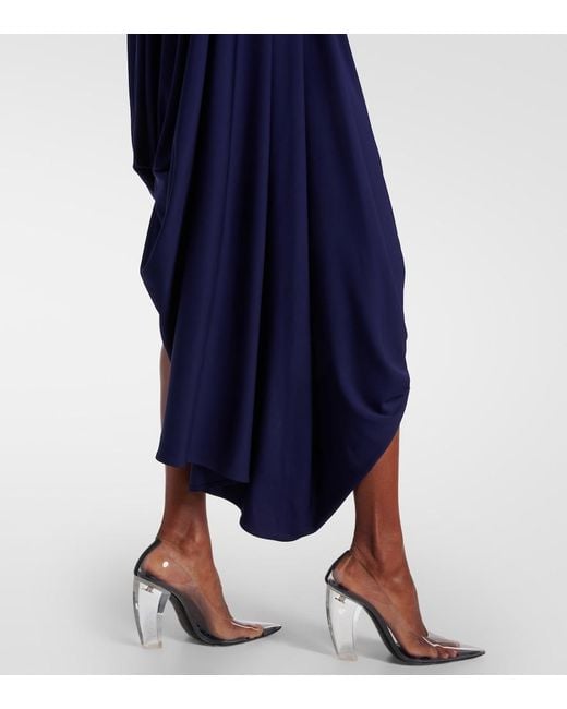 Sportmax Blue Ariete 1234 Draped Jersey Maxi Dress