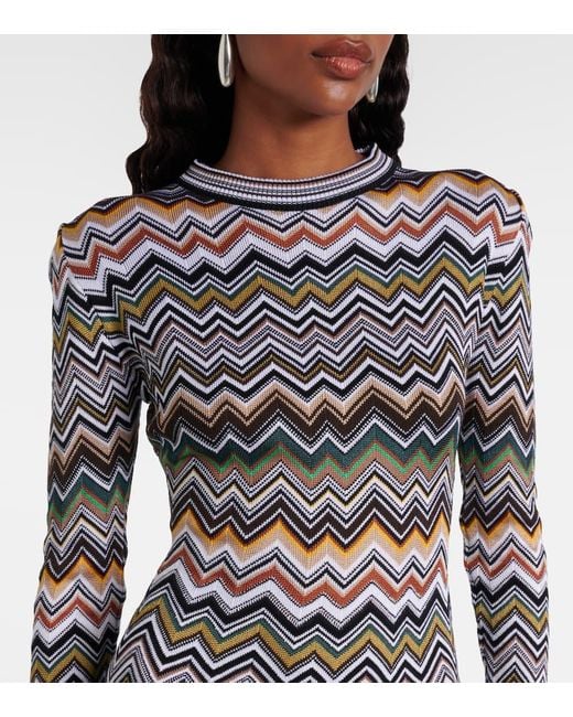 Abito Corto A Zig-Zag di Missoni in Gray