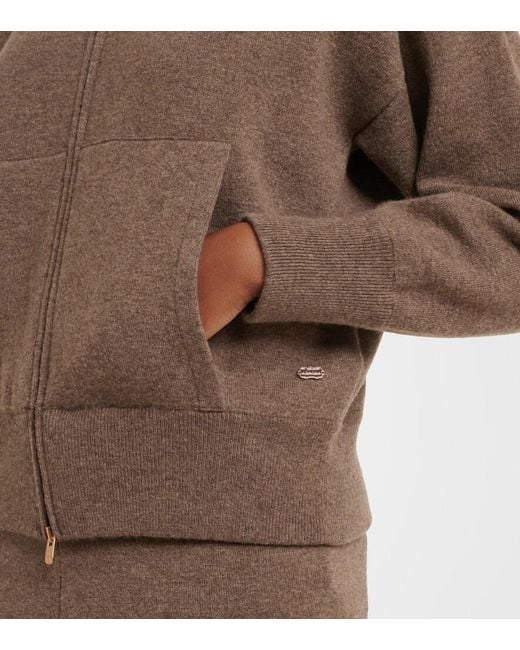 Agnona Brown Cashmere, Wool, And Silk Hoodie