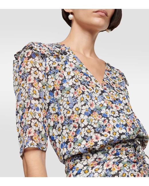 Veronica Beard Gray Floral Silk Maxi Dress