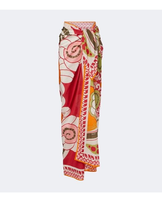 LaDoubleJ Red Printed Cotton Beach Cover-Up