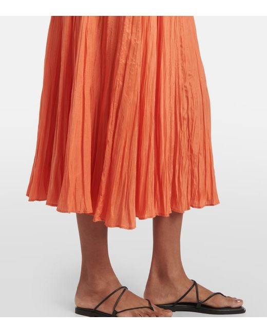 Joseph Orange Sully Silk Midi Skirt