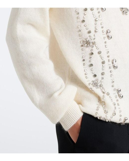 Costarellos Natural Madley Crystal-Embellished Sweater