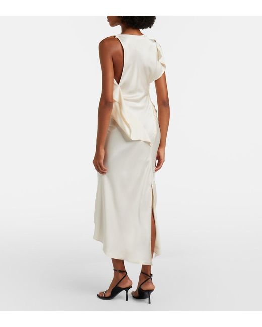 Victoria Beckham White Kyra Draped Midi Dress