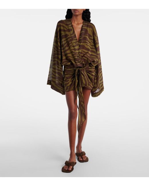 The Attico Brown Indie Zebra-Print Thong Sandals