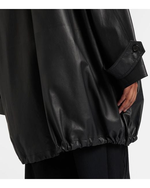 The Row Black Cassandre Leather Coat