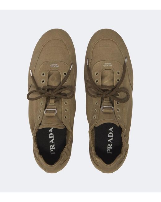 Prada Green Collapse Canvas Sneakers for men