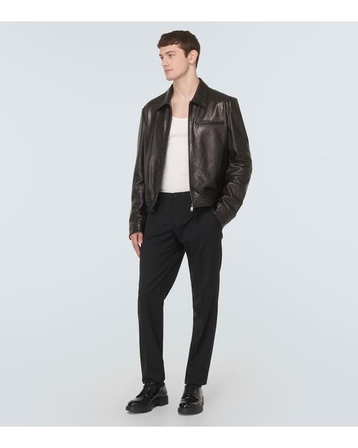 Dolce & Gabbana Black Leather Jacket for men