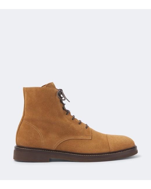 Brunello Cucinelli Brown Suede Lace-Up Boots for men