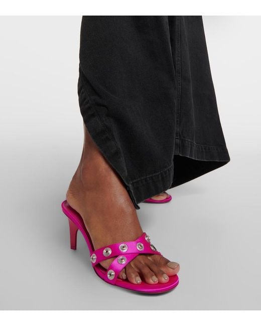 The Attico Pink Cosmo 60 Studded Satin Sandals