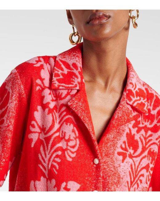 ALÉMAIS Red Martha Printed Cotton-Blend Shirt