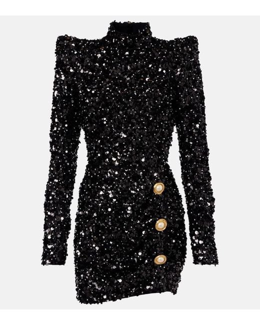 Balmain Black Sequin Dress