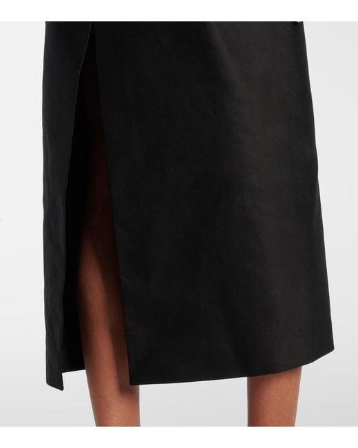 Magda Butrym Black Crochet-Trimmed Cotton Midi Dress