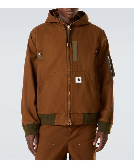 Sacai Brown X Carhatt Cotton Canvas Jacket for men