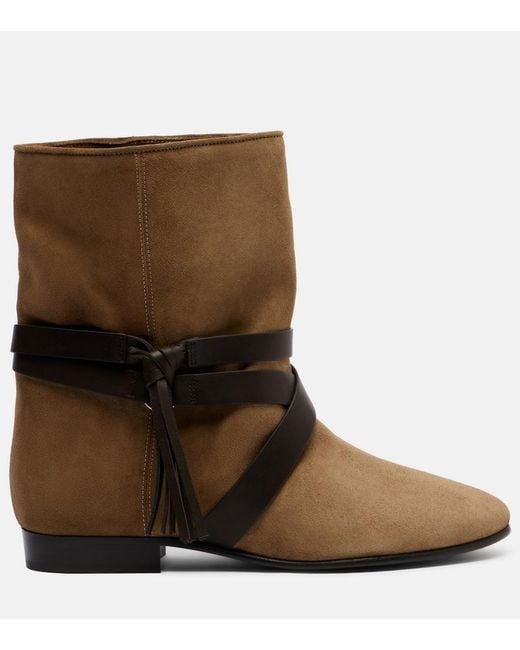 Isabel Marant Brown Rejen Leather-Trimmed Suede Ankle Boots