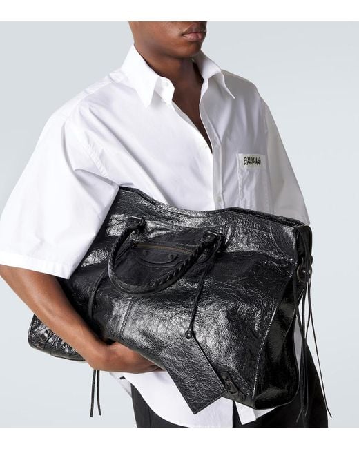 Balenciaga Black Le City Leather Duffel Bag for men