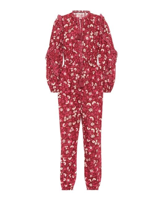 Buy Floral Red Cotton Jumpsuit for Women Online Jamaica Ubuy