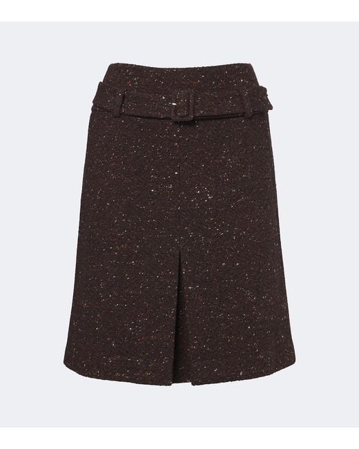 ShuShu/Tong Brown Belted Wool-Blend Miniskirt