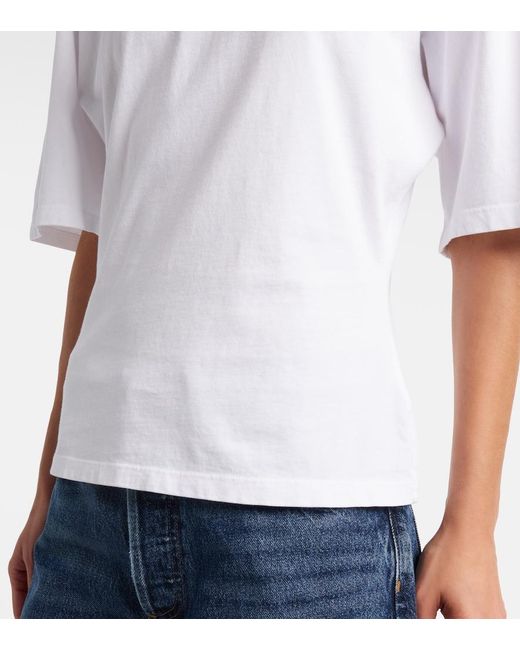 Agolde White Storey Gathered Cotton Jersey T-Shirt
