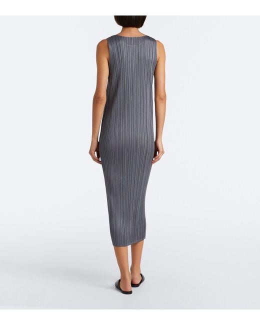Pleats Please Issey Miyake Gray Basics Pleated Midi Dress