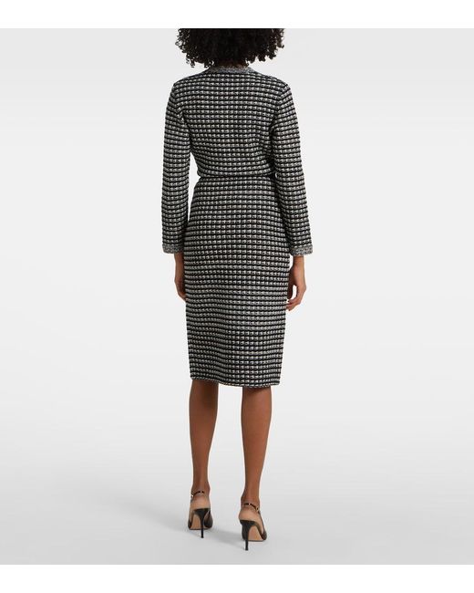 Tory Burch Black Wool And Cotton-Blend Jacquard Midi Skirt