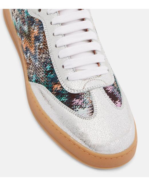 Missoni White Zigzag Metallic Leather Sneakers