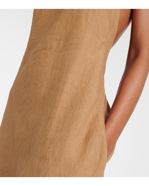 Nili Lotan Natural Lelia Halterneck Linen Maxi Dress