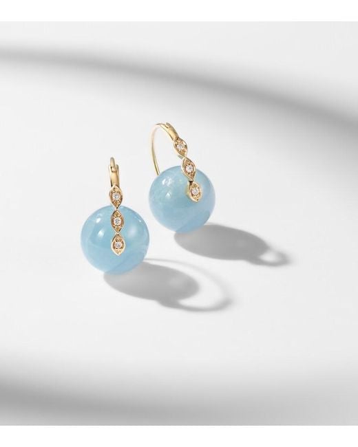 Sydney Evan Blue 14Kt Earrings With Diamonds And Aquamarines