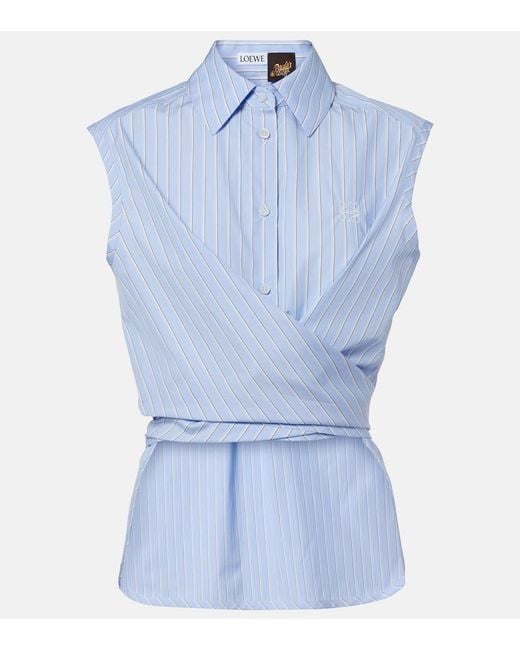 Loewe Blue Paula's Ibiza Striped Cotton Poplin Shirt