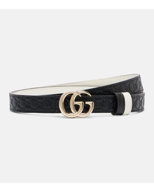 Gucci Black Double G Reversible Leather Belt