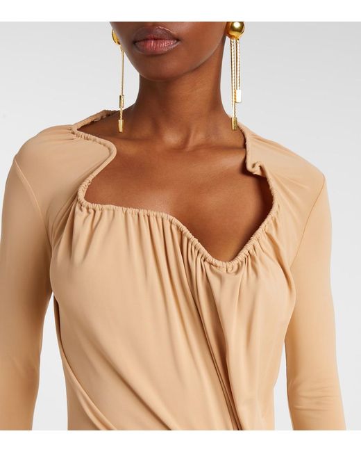 Victoria Beckham Natural Asymmetric Draped Gown