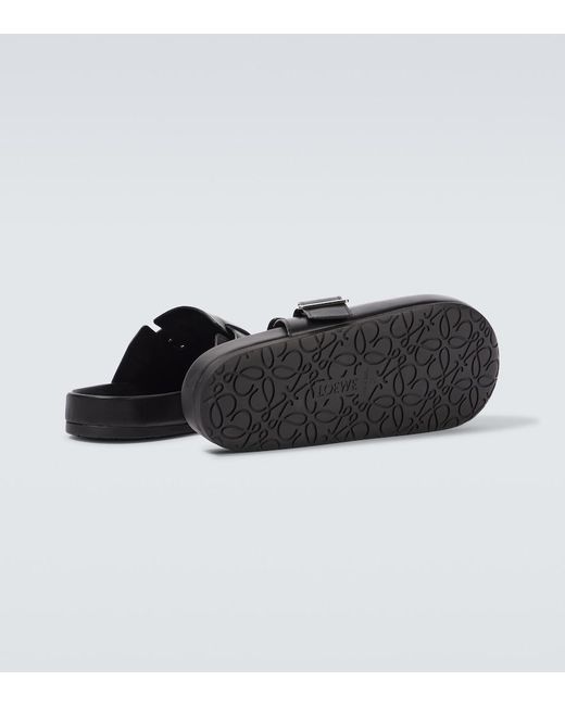Loewe Black Ease Buckle Leather Mules for men