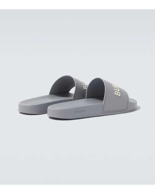 Burberry Gray Logo Slides for men