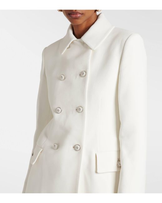 Versace White Double-breasted Crepe Coat