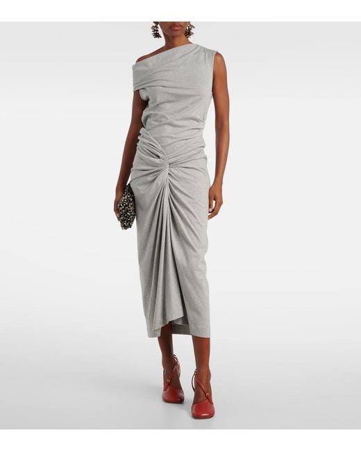 Dries Van Noten Gray Draped Cotton Jersey Top