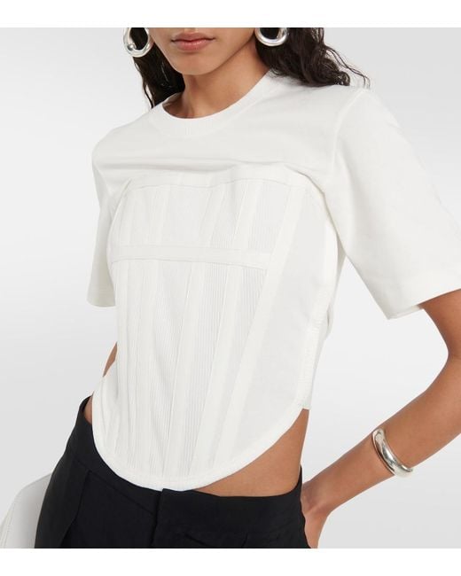 Dion Lee White Corset Cotton Jersey T-Shirt