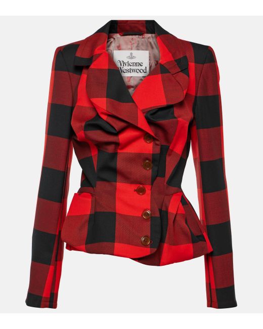 Veste en laine vierge a carreaux Vivienne Westwood en coloris Red