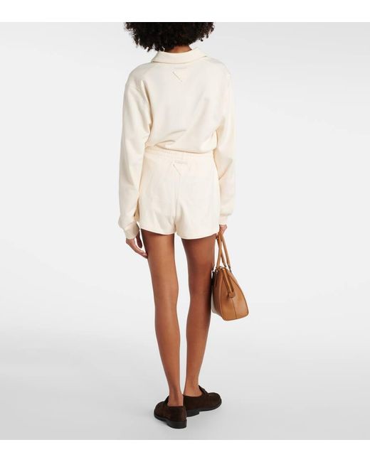 Prada Natural Cotton Fleece Shorts