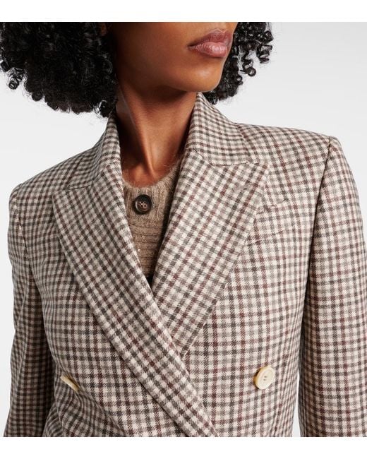 Brunello Cucinelli Brown Checked Virgin Wool Blazer