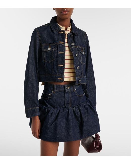 Ganni Blue Cropped Denim Jacket