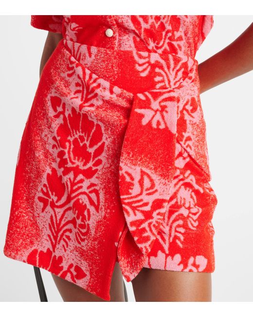 ALÉMAIS Red Martha Printed Cotton-blend Wrap Miniskirt